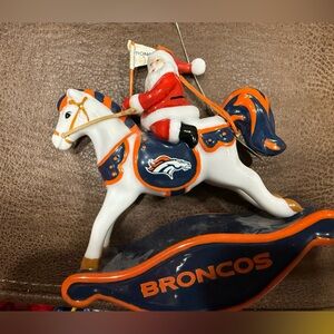 Danbury Mint Denver Broncos Christmas Ornament 2007 Santa Rocking Horse
